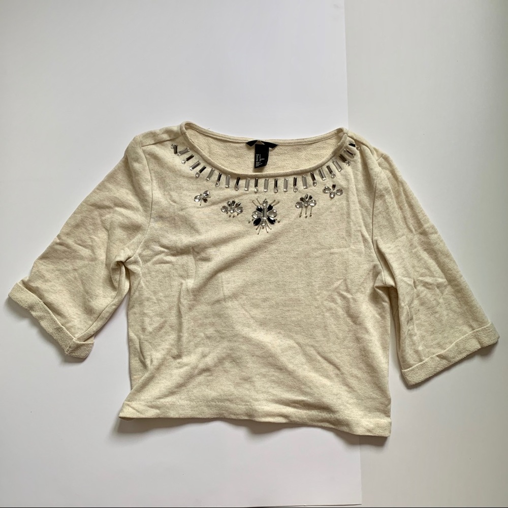 H&M dressy light creme sweater
